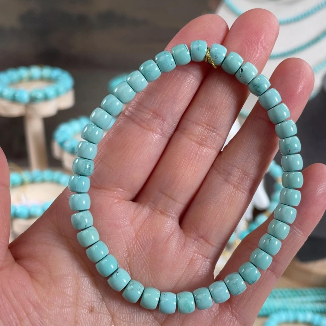 绿松石未镶嵌套链5+精品直切手串