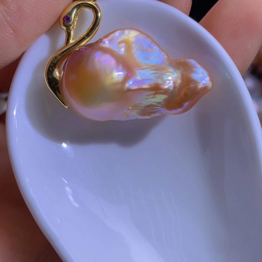 银S925镶嵌淡水珍珠微瑕