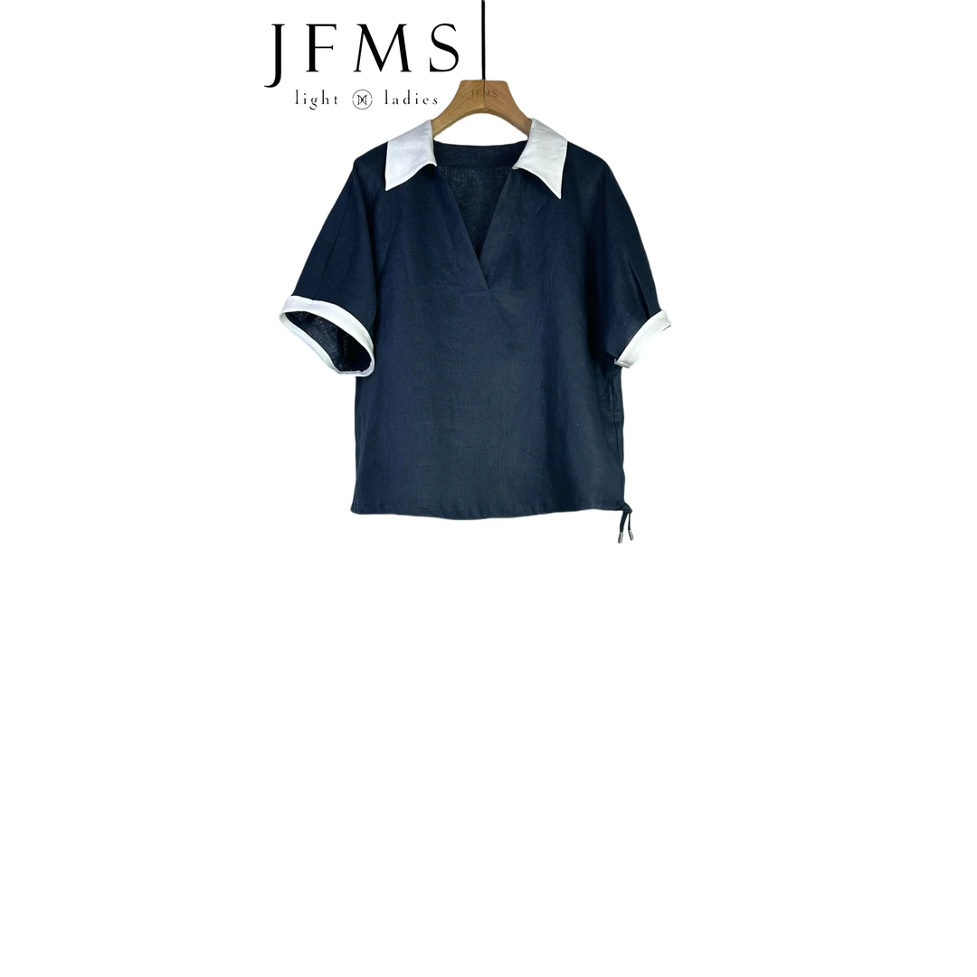JFMS2025爆款亚麻小衫撞色设计上衣S889
