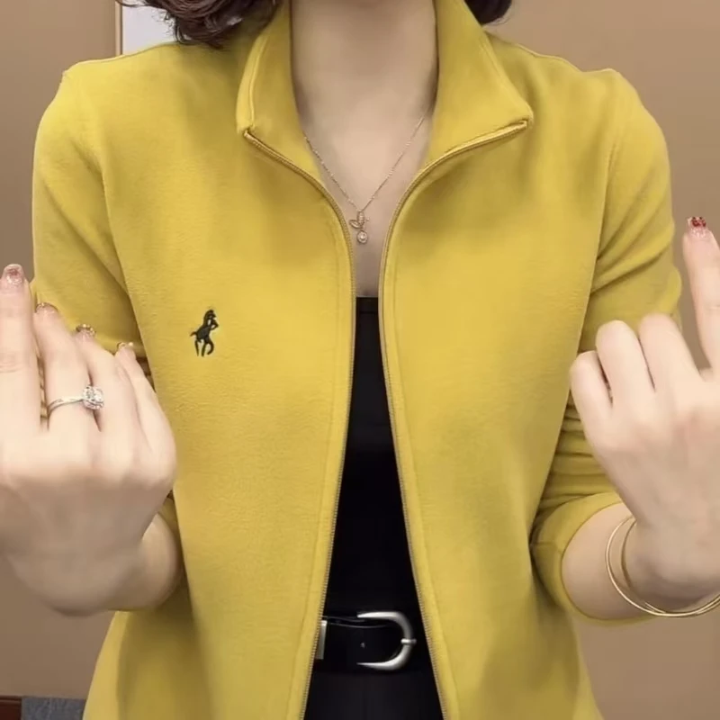 高档德绒双拉链长袖开衫冬季新款气质百搭自发热保暖洋气上衣