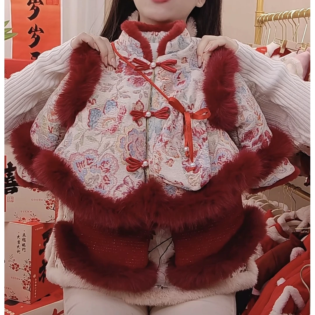 【繁花】女童汉服过年拜年服加绒加厚套装
