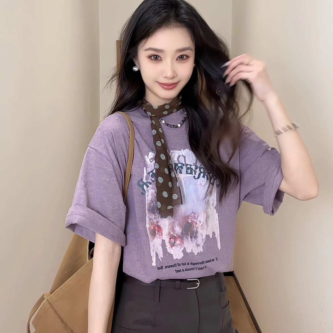 JIUJIU【海棠日记】小众韩版设计感时尚T恤