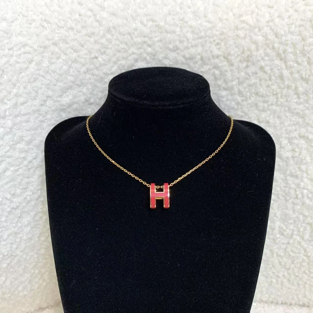 95新 Hermes/爱马仕 壹臻/大号 粉色pop H项链/78050505