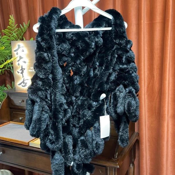 90新  【六六中古】孤品兔毛披肩ay1327