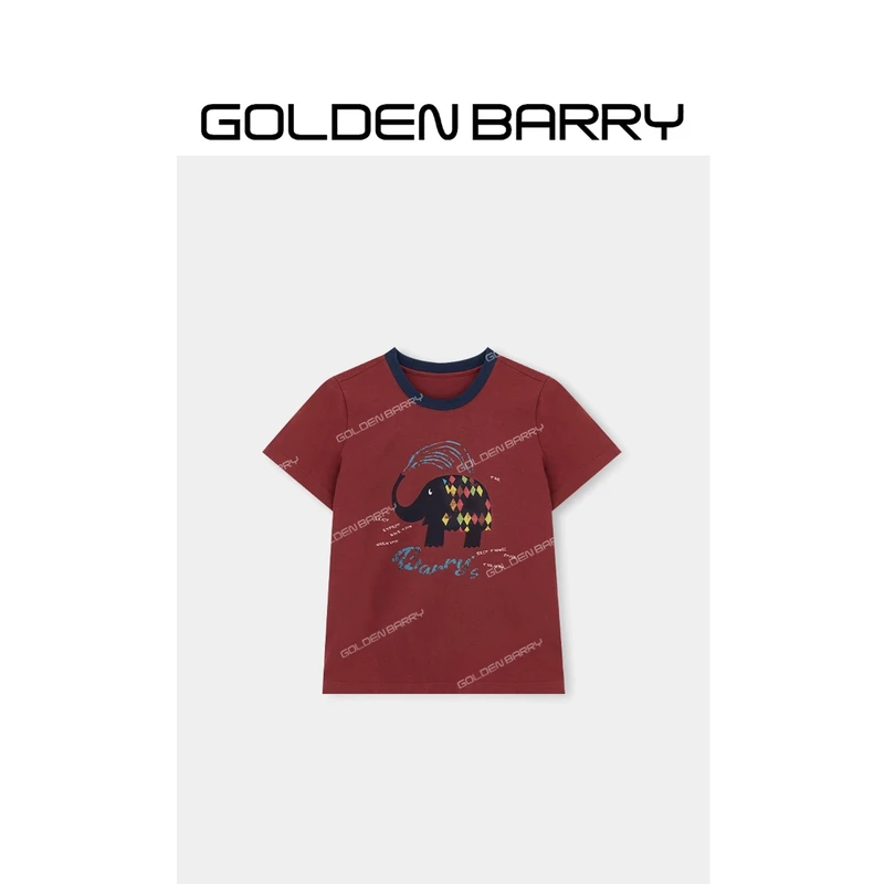 GOLDENBARRY|201033“小象喷泉”撞色印花T恤