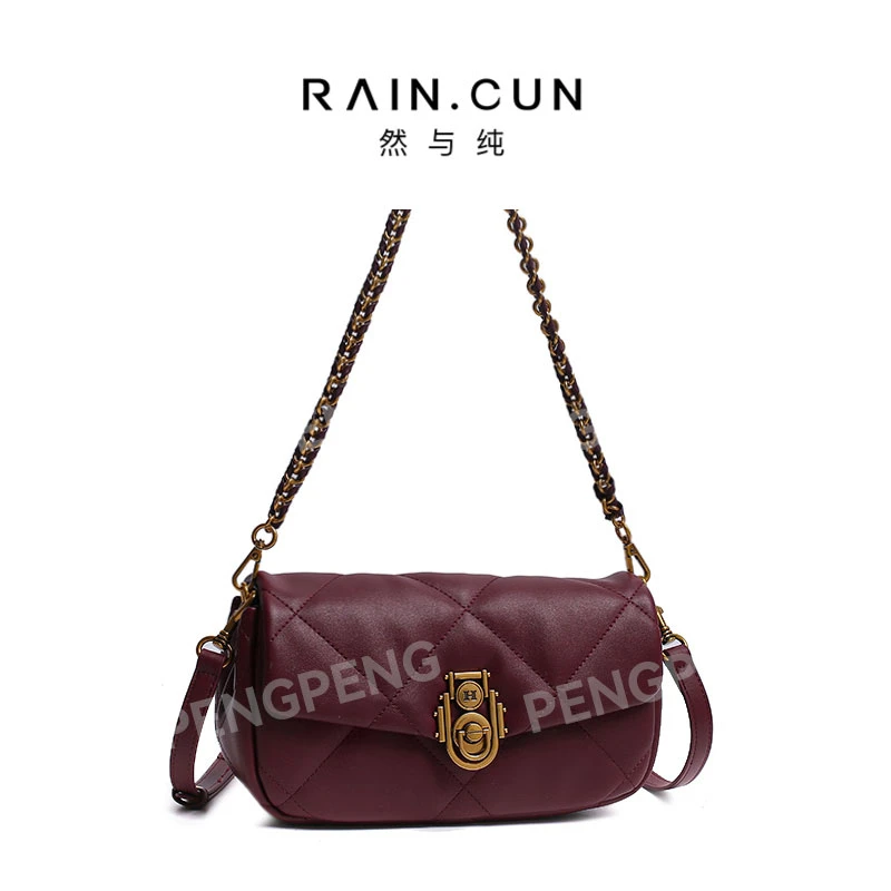 RAIN.CUN QYX-81665-浆果色 轻奢女士时尚通勤小众百搭斜挎包