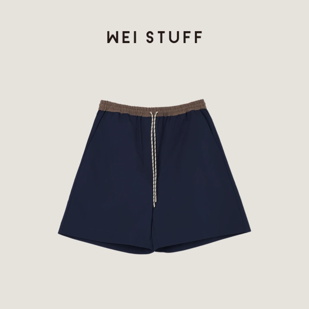 WEI STUFF “悠闲假日”美式男友风慵懒廓形三分休闲直筒短裤 8988