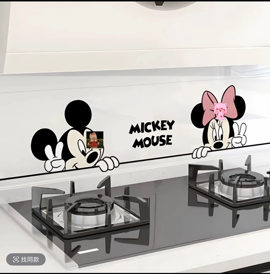 非偏包邮可爱熊猫苹果防油贴纸厨房灶台油烟机墙面装饰贴纸送刮板
