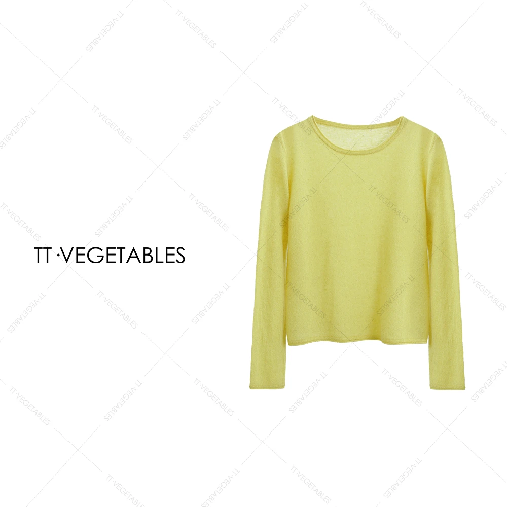 TT・VEGETABLES【序白】黄缇 针织打底衫圆领毛衣女装打底衫521406