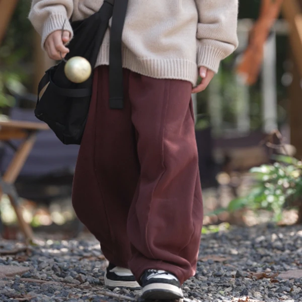 男童加绒裤子儿童冬季保暖长裤中大童加厚2024新款休闲裤宽松卫裤