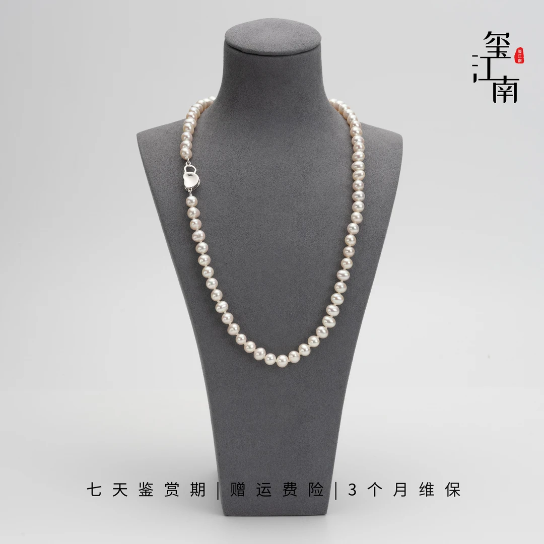爱心妈妈链｜淡水无核近圆珍珠项链S925银气质锁骨链6-7mm FX028