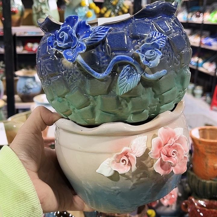 瓷片花盆多肉植物艺术品