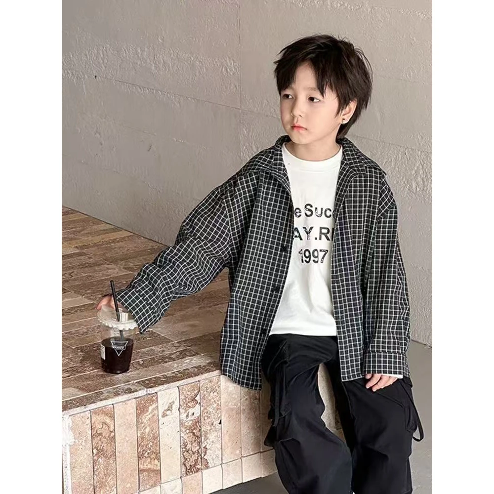 【LAOHE】CS-88629 高品质 时尚儿童长袖休闲宽松洋气帅气韩版衬衫