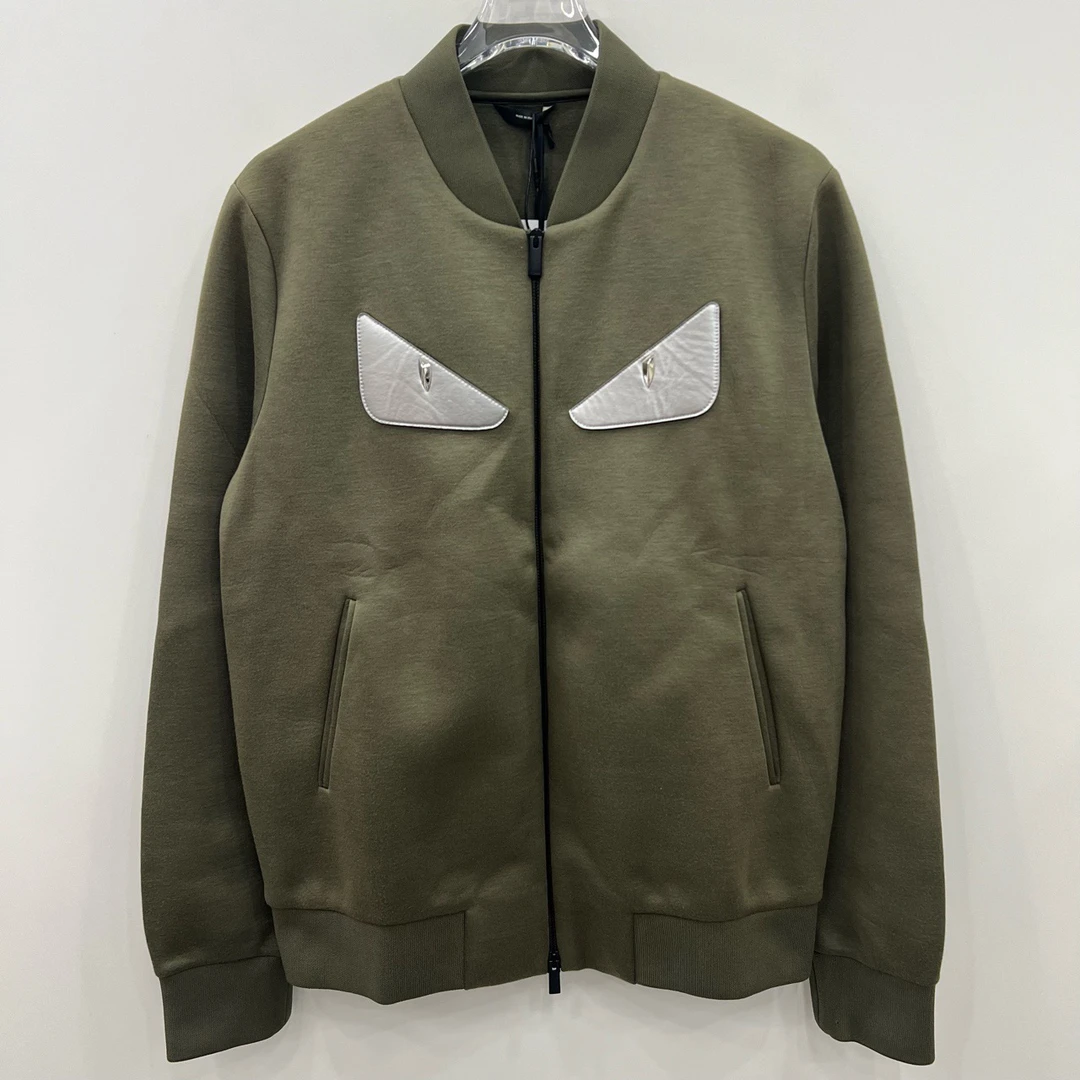 99新 FENDI/芬迪 深棕色小怪兽眼睛拉链夹克外套/尺码48/6705