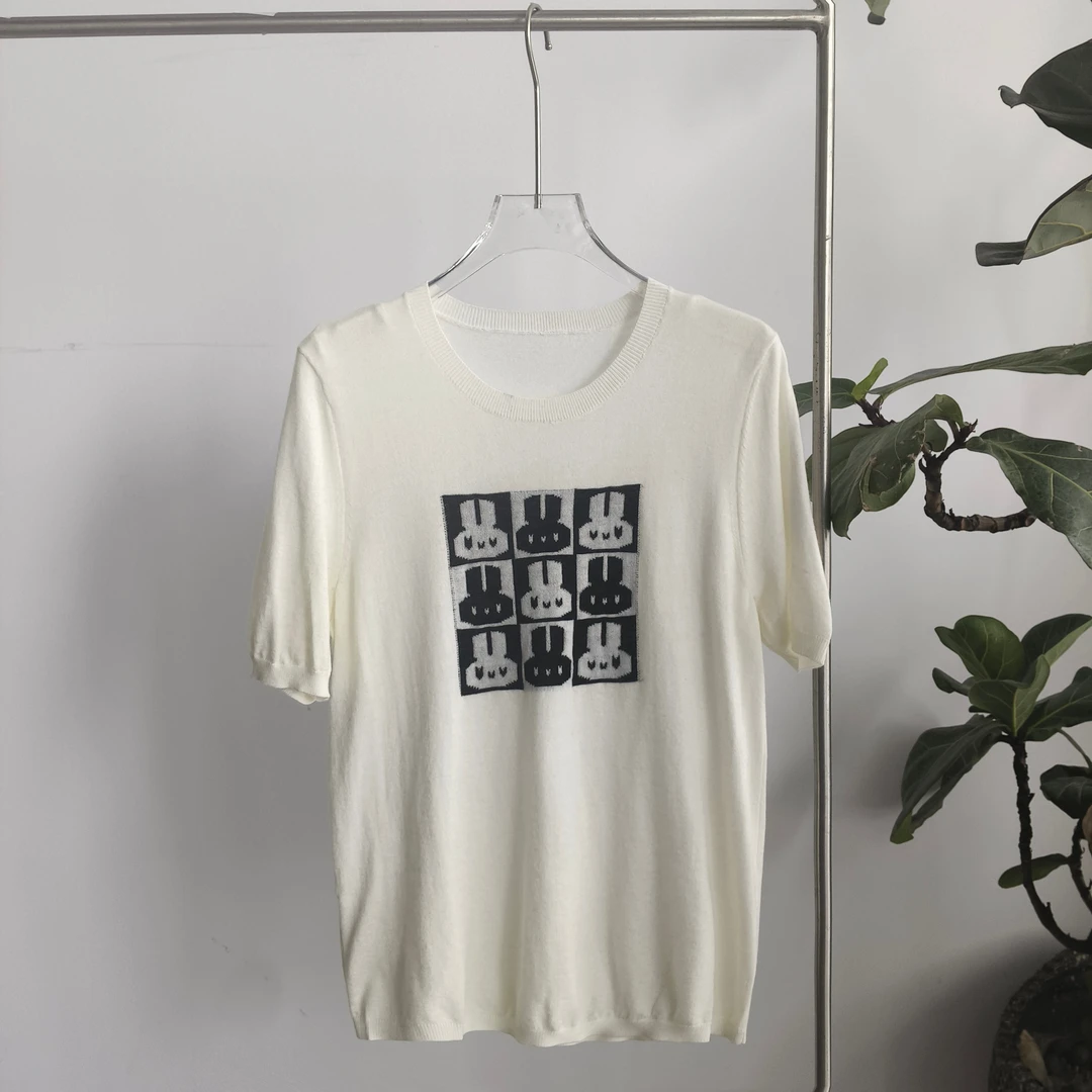 针织T恤2025夏季新款韩版设计感显瘦上衣圆领时尚百搭短袖C25015