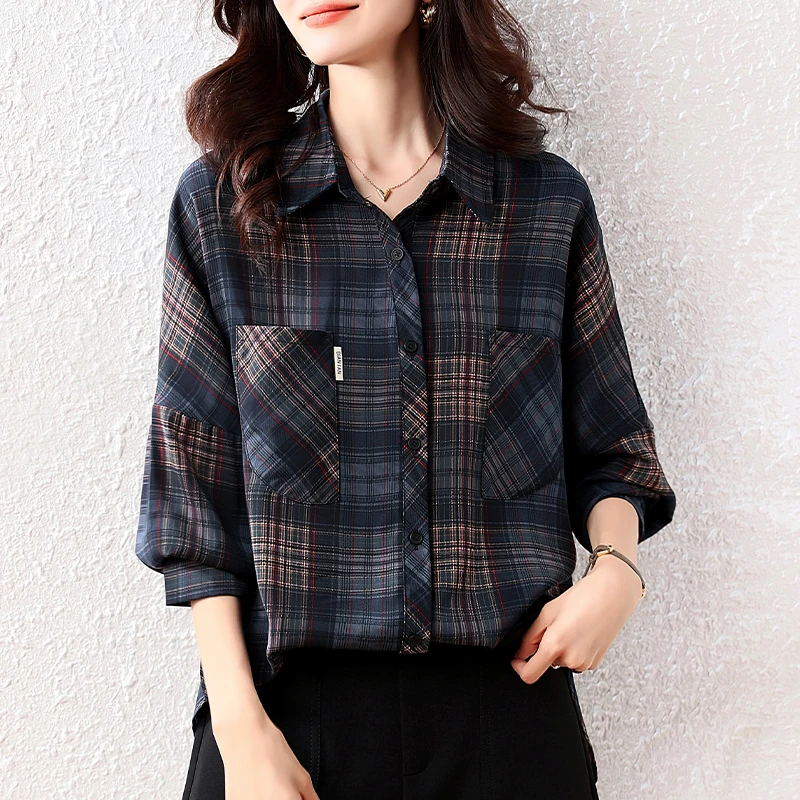 【女神新衣】2025秋款独特格子上衣衬衫女高级感轻奢减龄洋气小衫