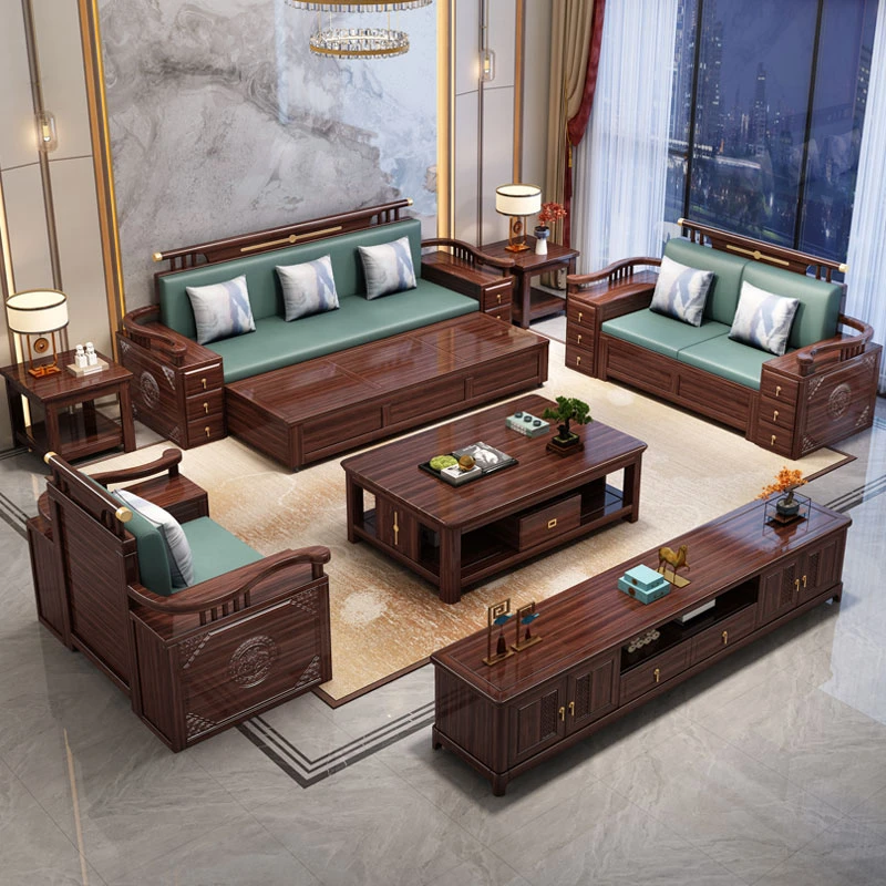 新中式沙发实木乌金木实木沙发组合现代简约大小户型