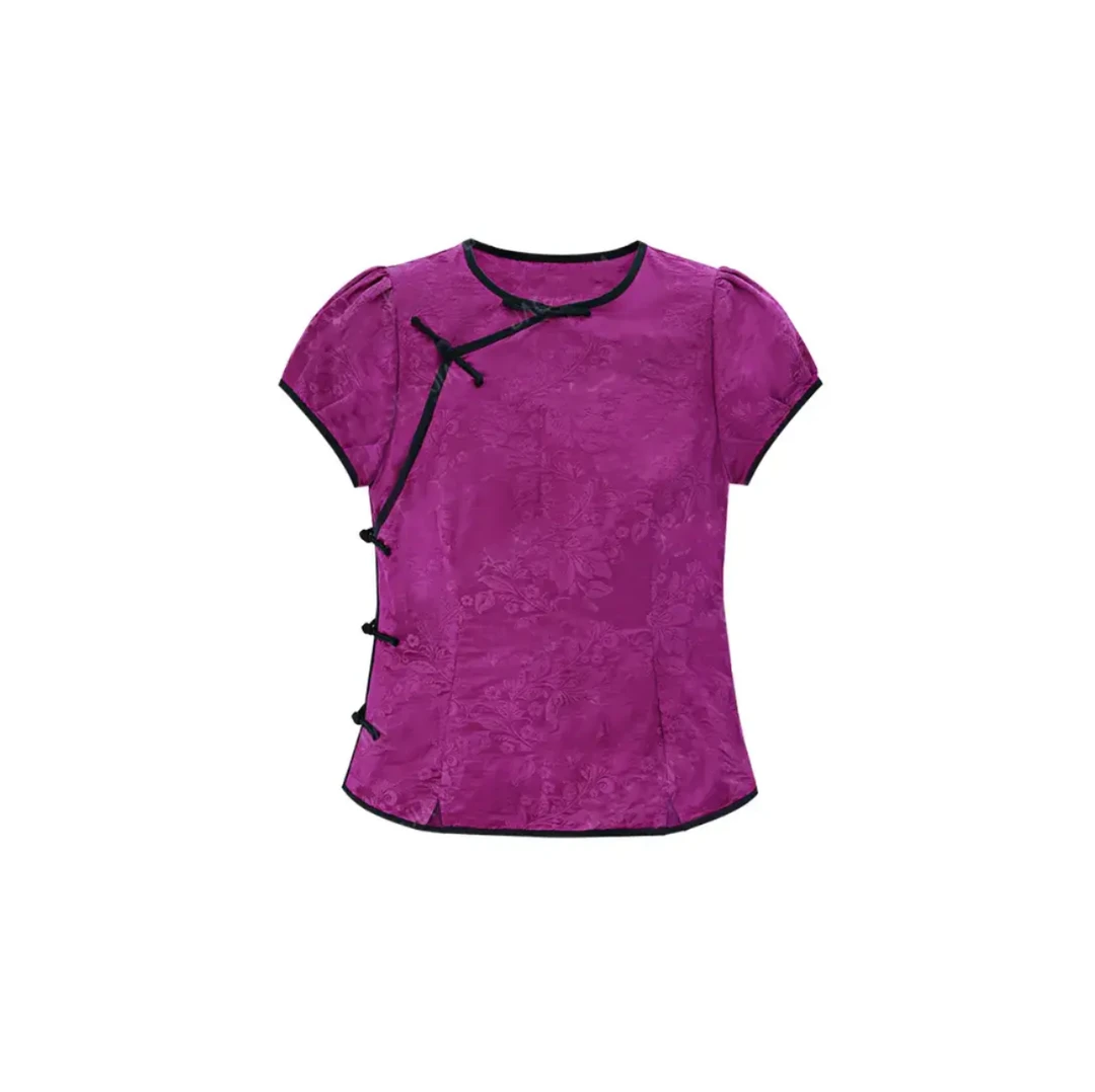 娜娜服饰——「亚麻凤尾花」新中式国潮风气质显瘦百搭盘扣上衣