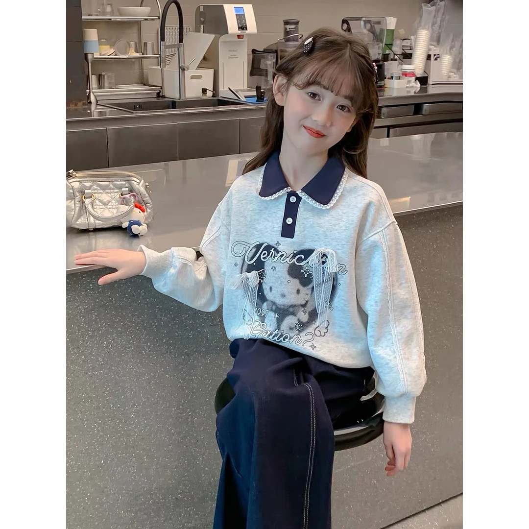 【现货】2025秋猫咪立体蕾丝蝴蝶结抽绳翻领卫衣 D621 621 P