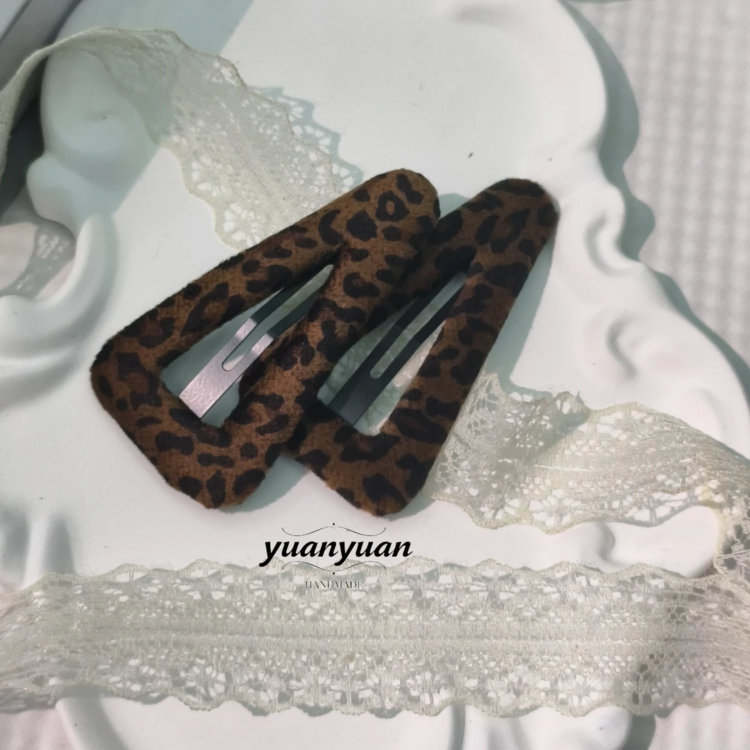 yuanyuan女日韩豹纹边夹休闲风森系发夹秋冬网红时尚发卡ins