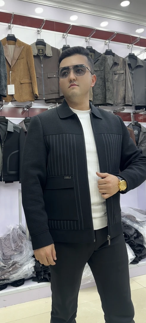 ZHALIPKAR男士2025新款秋季高级感翻领针织开衫夹克外套28801#