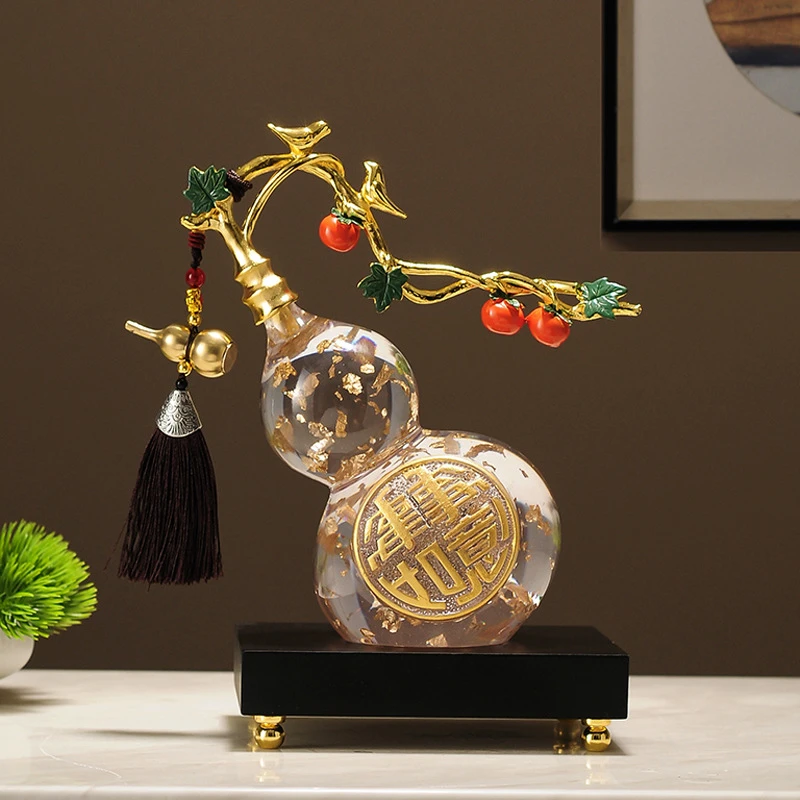 新中式水晶葫芦摆件招财客厅电视柜酒柜装饰品办公室摆设乔迁礼品