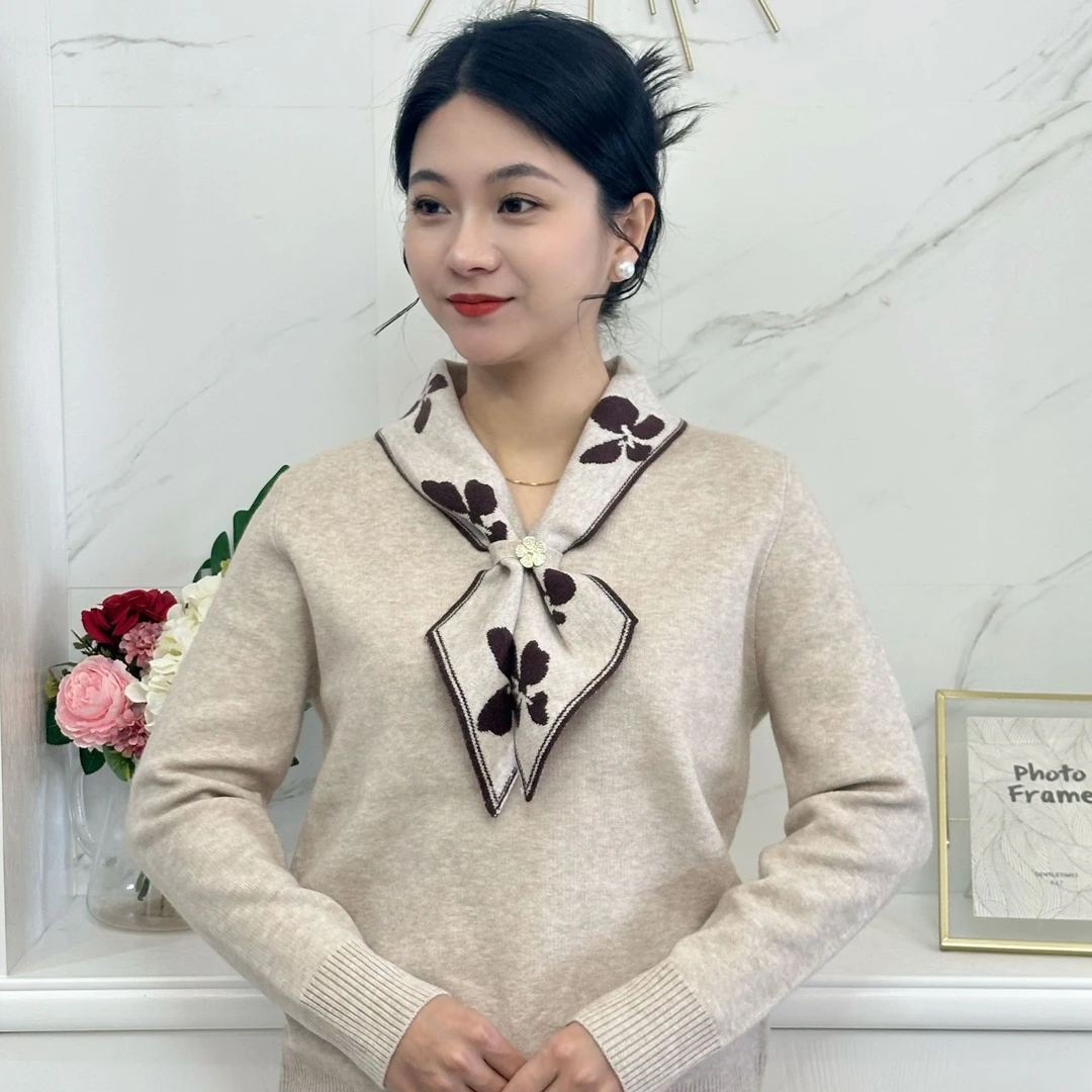 [黛汐冰]时尚衣领设计妈妈装中老年休闲舒适针织衫