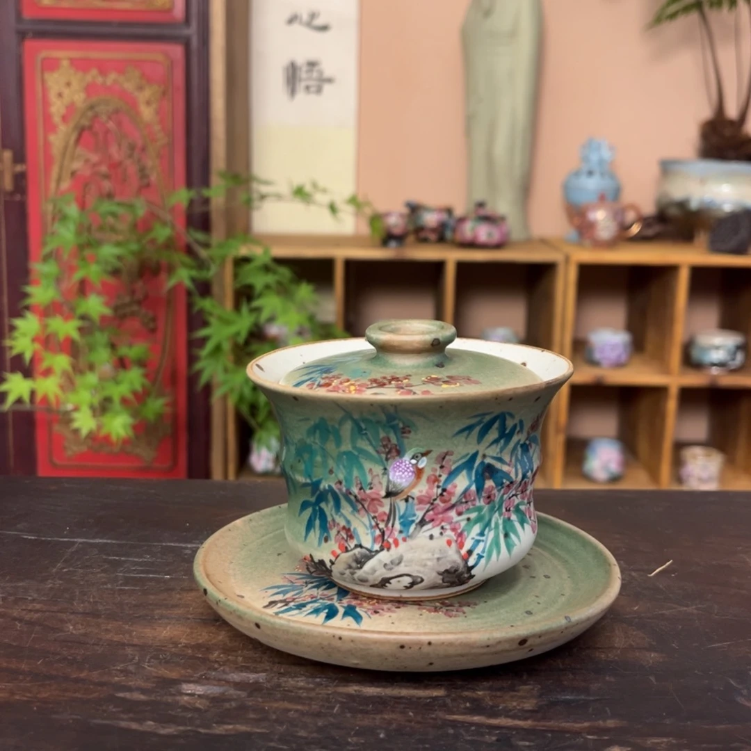 柴烧纯手工手绘陶瓷