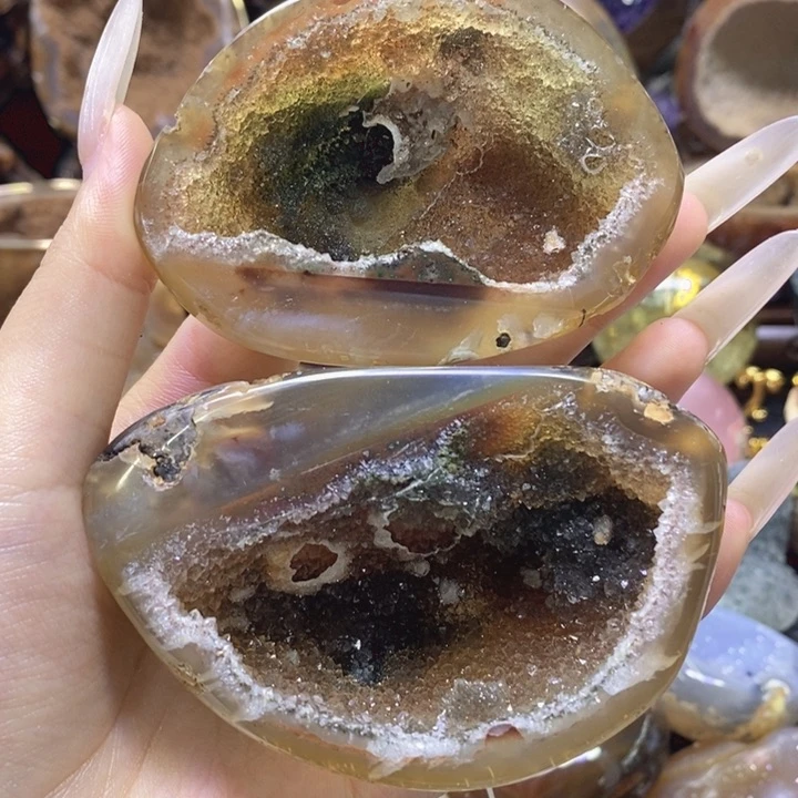 未镶嵌珠宝半成品紫晶红绿山水奇石盆