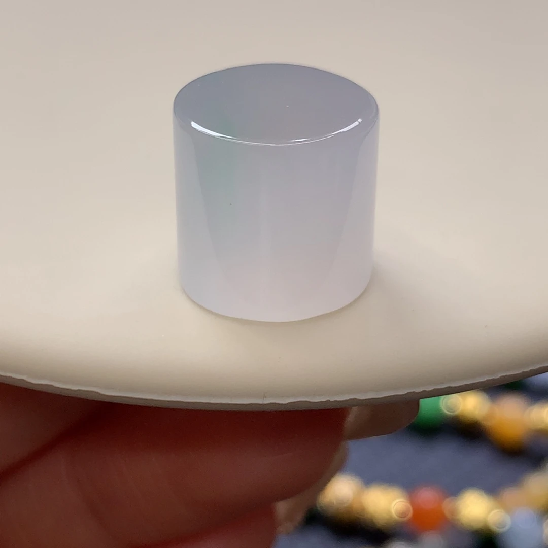 定制翡翠未镶嵌 毛货抛光定制 仙仙浅紫飘绿桶珠 12.9*-13.3*