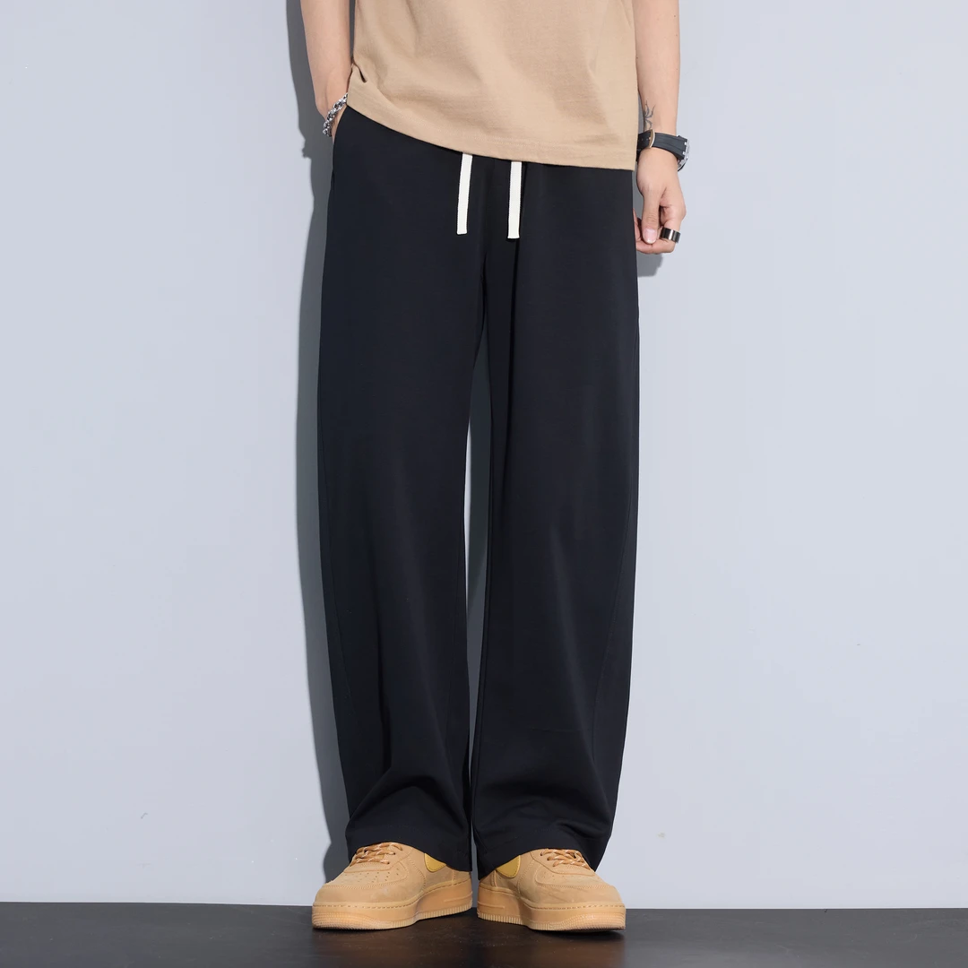 Kuvine秋季新款抽绳运动休闲卫裤男宽松垂感潮流百搭休闲弯刀裤