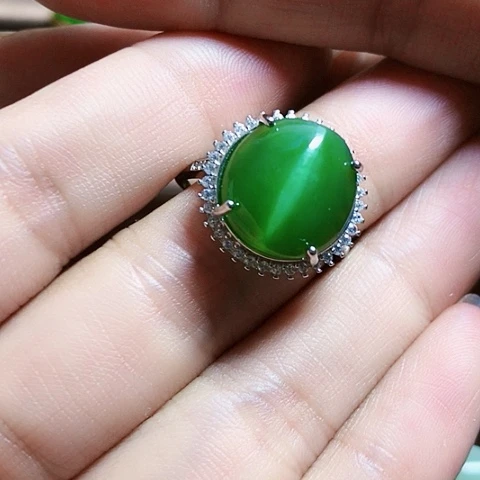 和田玉戒指银S925镶嵌