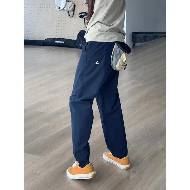 藏青色软壳防水冲锋裤男直筒休闲长裤微锥机能工装裤子户外登山裤