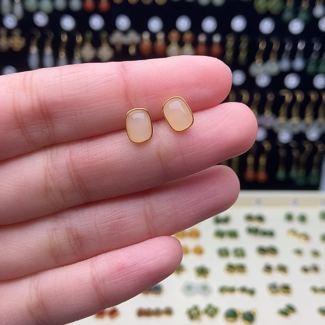 和田玉（碧玉）银S925镀金镶嵌颈饰