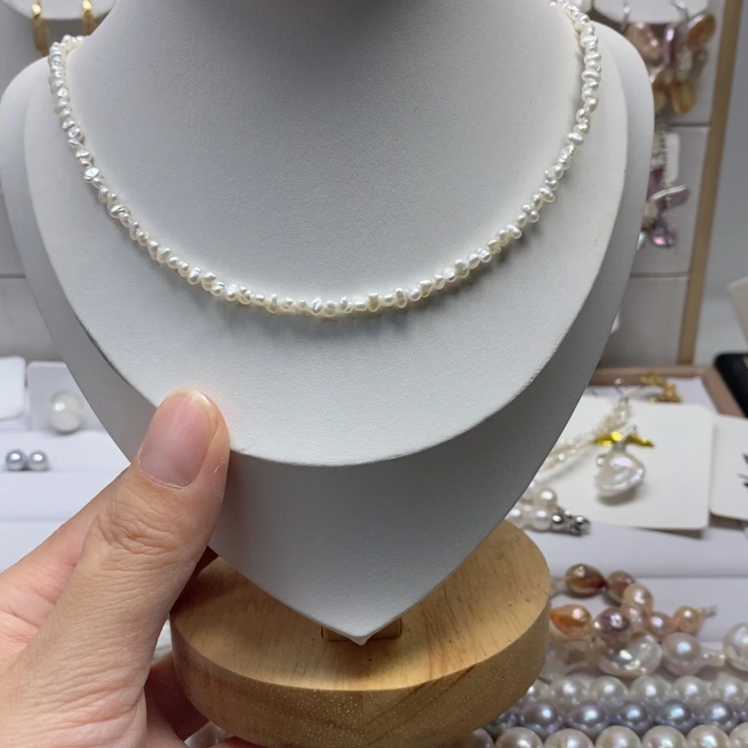 淡水珍珠银S925镶嵌颈饰