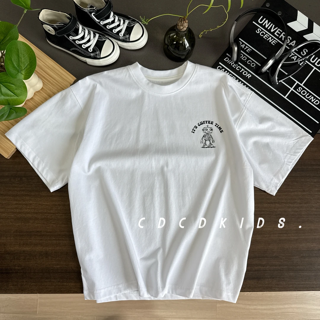 儿童夏季简约宽松机器人短袖ZW988