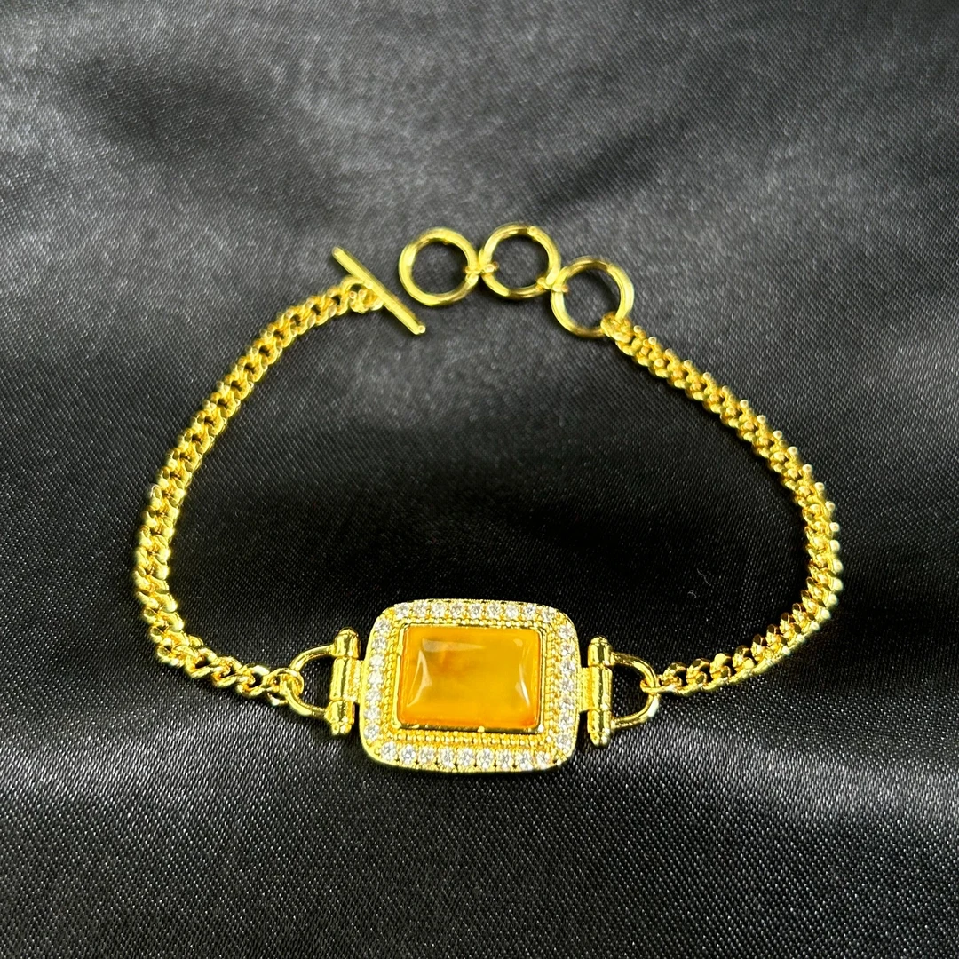 【符老板】s557-俄料蜜蜡方牌手链-合金