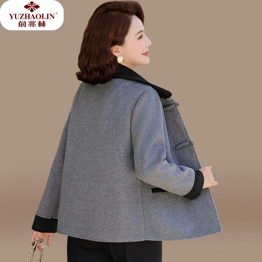 妈妈冬装毛呢外套新中式双面呢子大衣2025新款中老年人秋冬上衣女