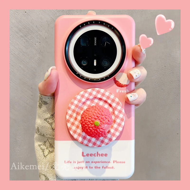 适用华为mate70pro+手机壳菲林拼接格纹mate60pro+水果磁吸支架女