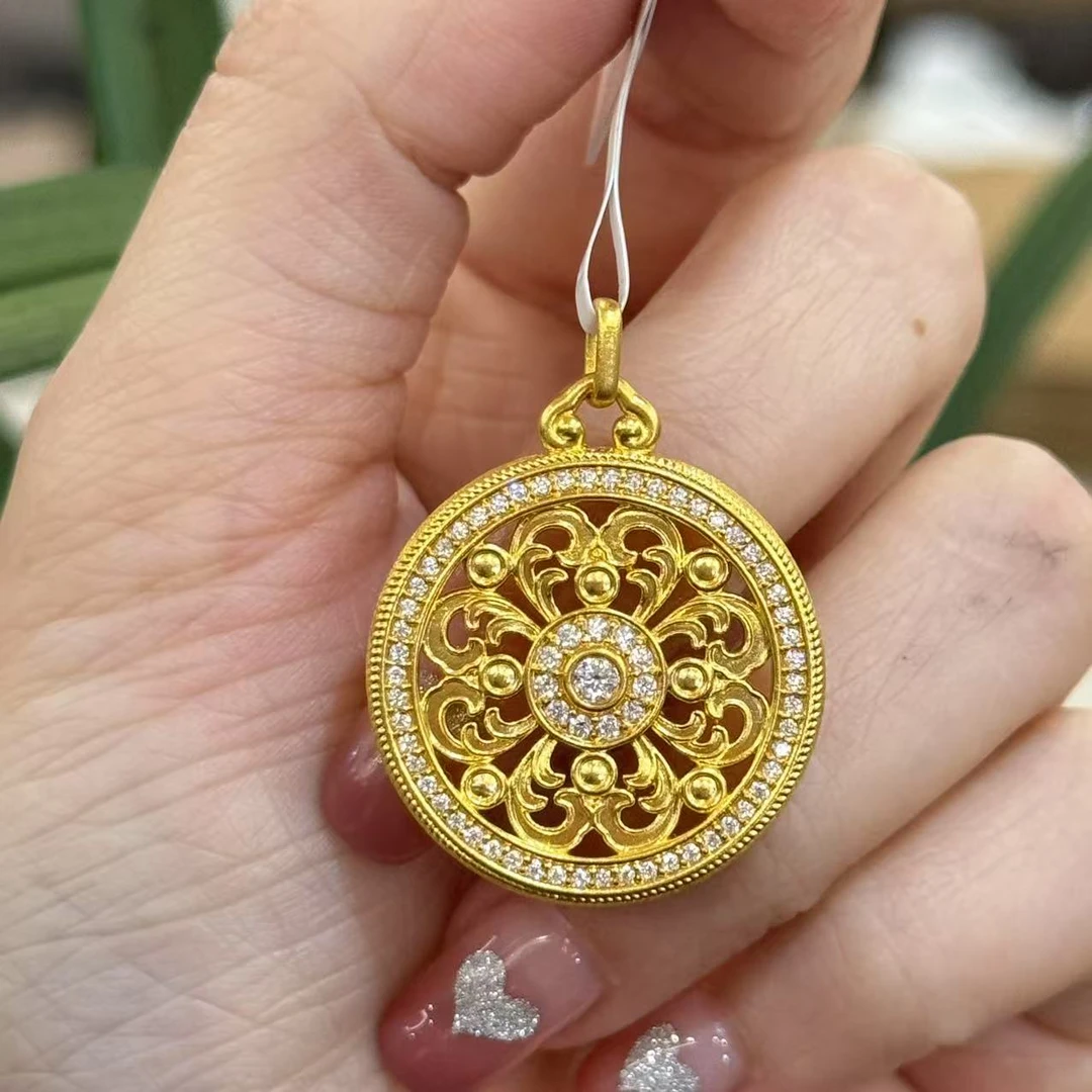 阿敏专属-Y【花窗罗盘点钻吊坠】--足金999精工5D（附加288/128/88）