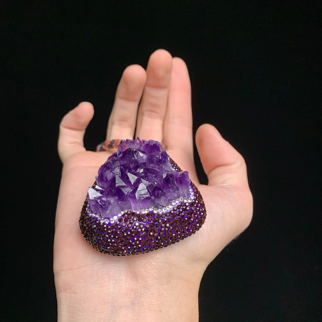 含辰砂工艺品紫水挂件（不含绳）S291多样性发其一