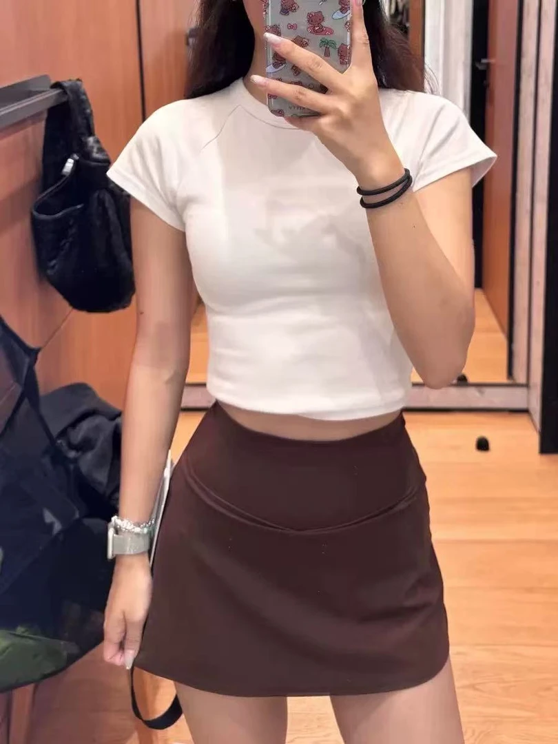 D25049 align A字半身裙自带打底内衬