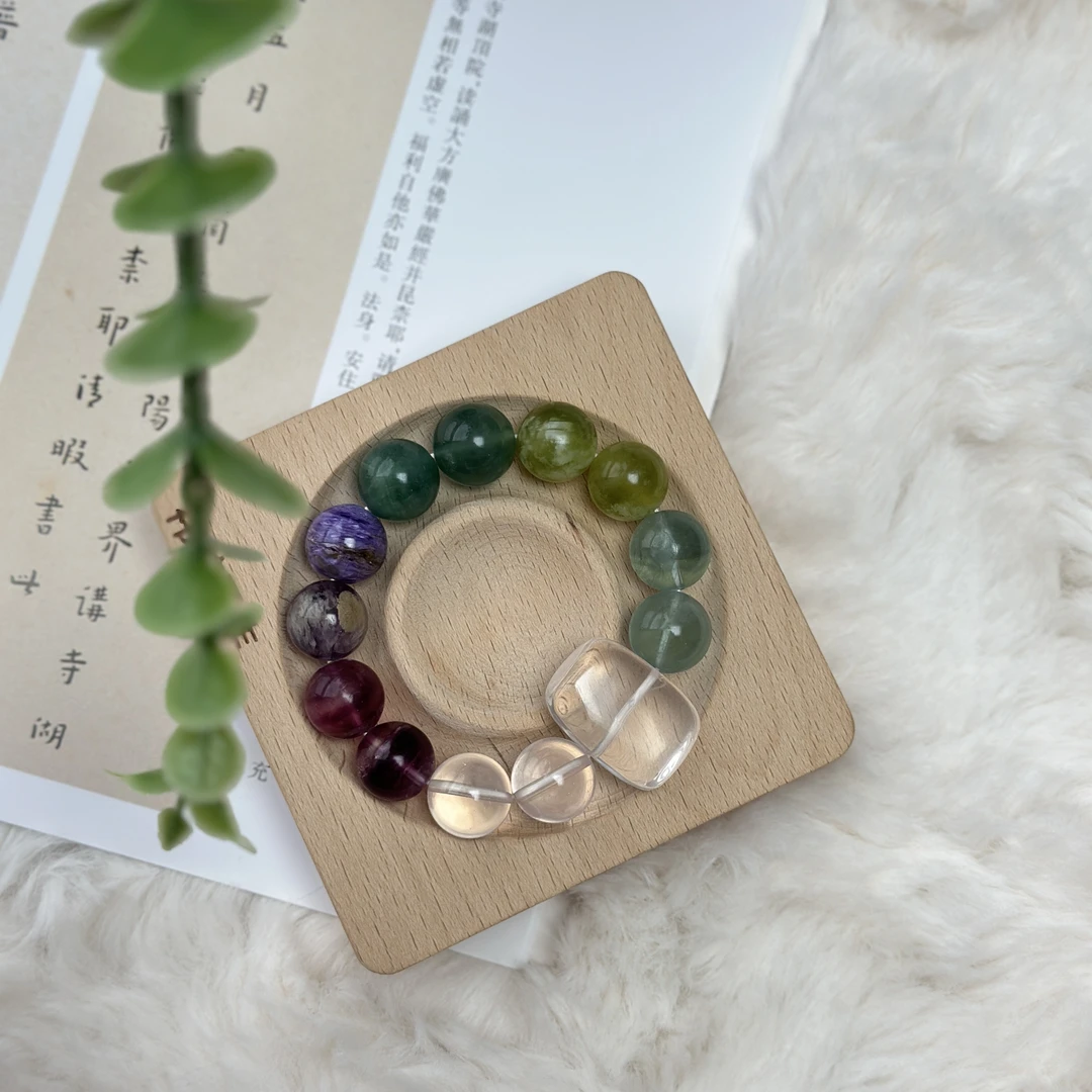 「喜火木」大珠14mm多宝设计款式加白水无事牌天然水晶女