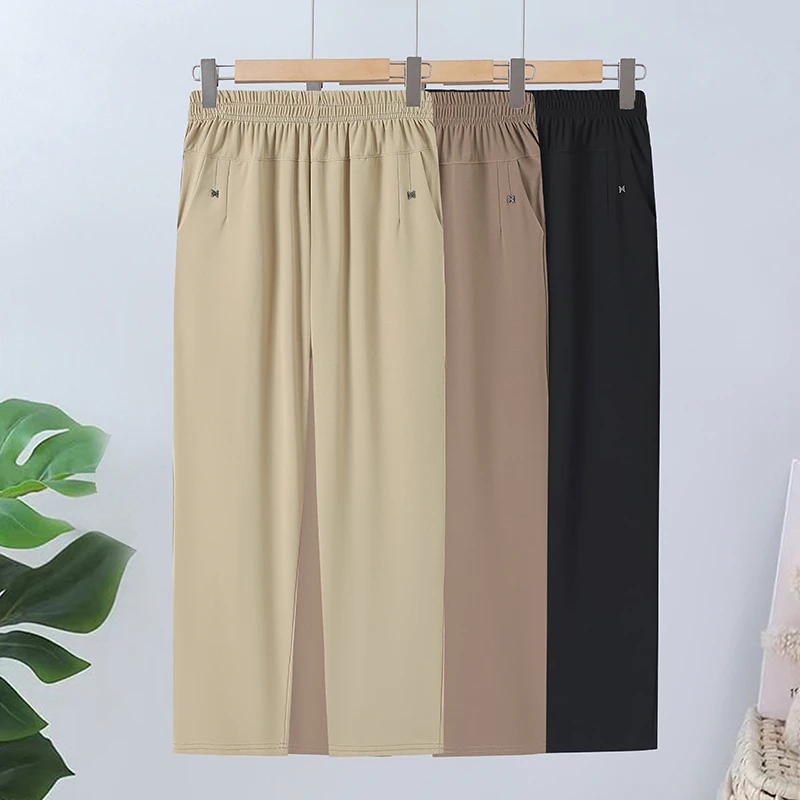 【丽姐家】夏季新款妈妈装高腰宽松直筒裤中老年薄款大码透气