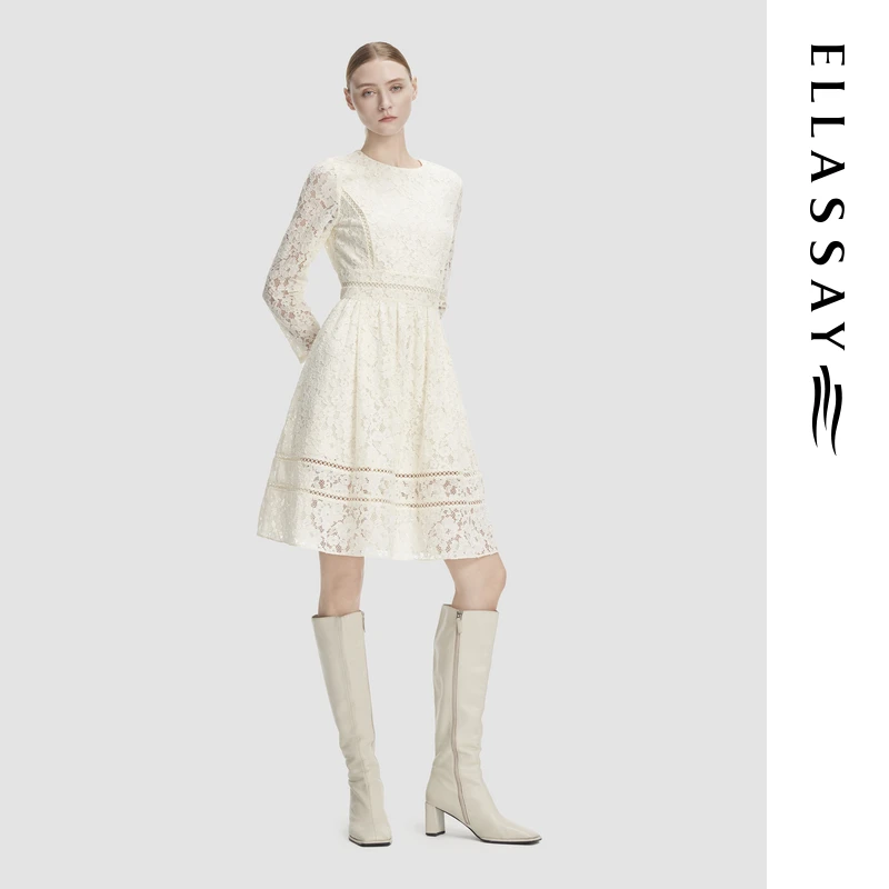 ELLASSAY歌力思2025新款早春欧若精灵风蕾丝连衣裙EWD361Y06800