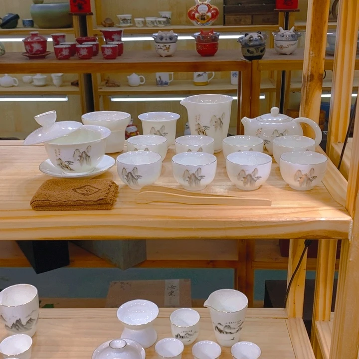 【不止】羊脂玉瓷茶具套装