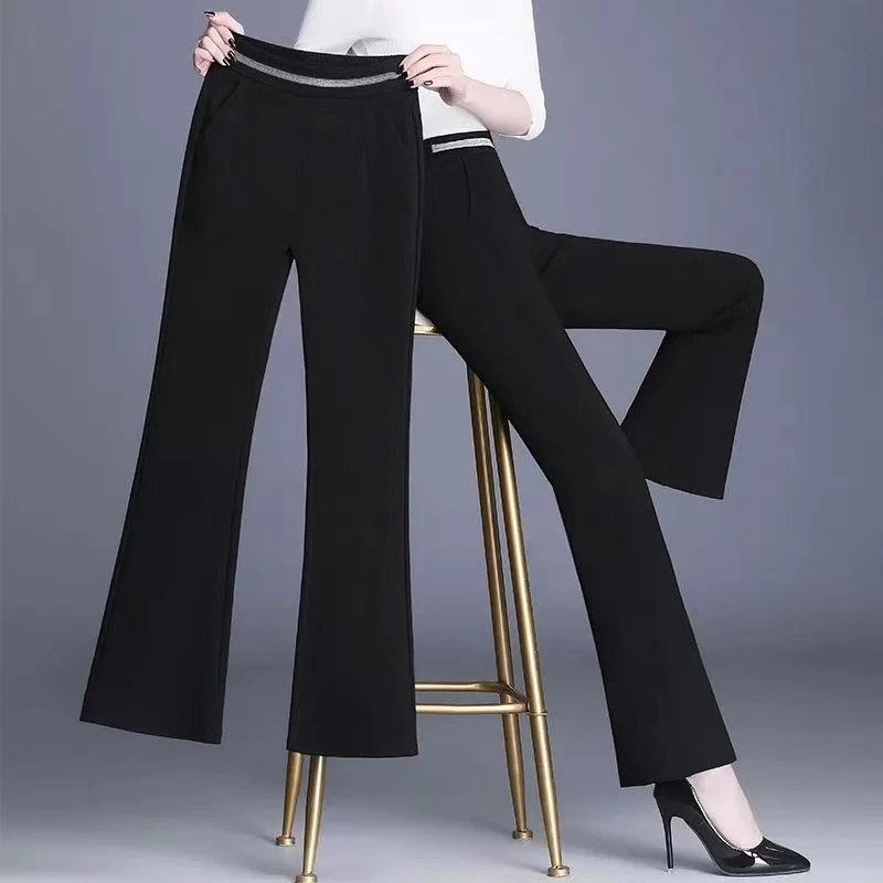 微喇裤子女春季2025新款高腰女裤九分爆款修身显瘦弹力休闲喇叭裤