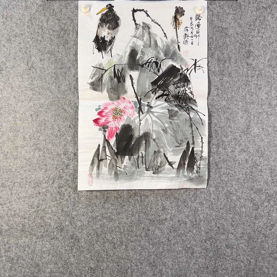 国画395 牡丹之花之叶的颜色与花色