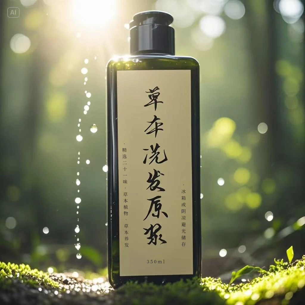 21味草本植物洗发原浆侧柏叶皂角洗发原浆温和瓶装