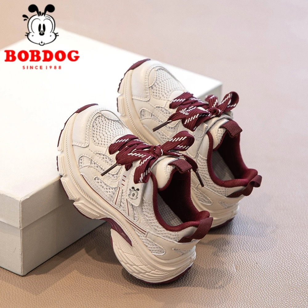 Bobdog/巴布豆2025春秋新款儿童炸街透气老爹鞋户外鞋网面跑步鞋